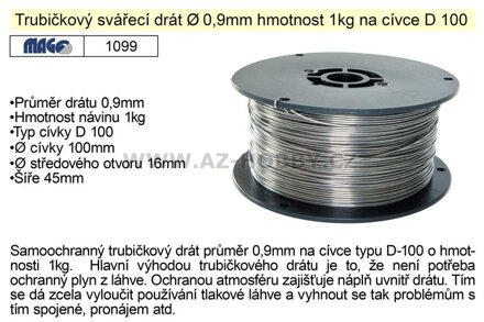 Drát svařovací trubičkový 0,9mm/1kg na ocel