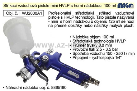 Pistole stříkací vzduchová mini HVLP Magg Profi horní nádobka 100 ml