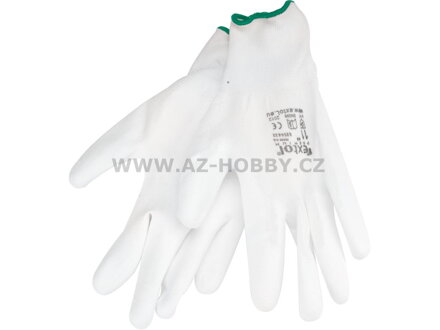 rukavice z polyesteru polomáčené v PU, bílé, 9", velikost 9", EXTOL PREMIUM