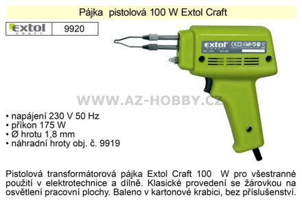 Pájka  pistolová 100 W Extol Craft