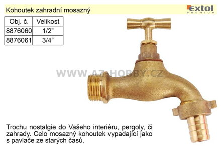 Kohoutek zahradní mosazný 1/2"