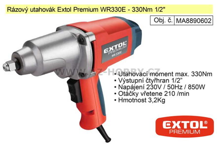 Rázový utahovák elektrický Extol Premium 330 Nm 1/2"  MA8890602