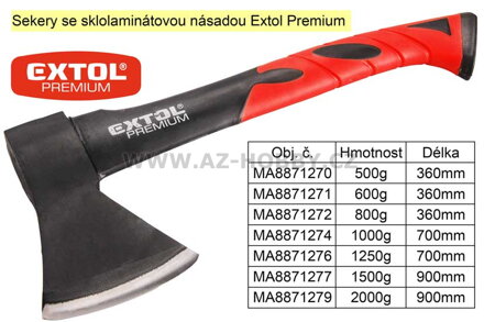 Sekera 1250g se sklolaminátovou násadou Extol Premium 8871276