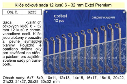 Klíče očkové sada 12 kusů 6-32mm CrV