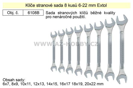 Klíče stranové sada  8 kusů 6-22mm W.S