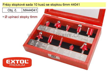 Frézy stopkové sada 10 kusů se stopkou 6mm 44041