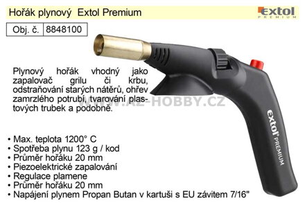 Hořák plynový Extol Premium pro kartuše se závitem