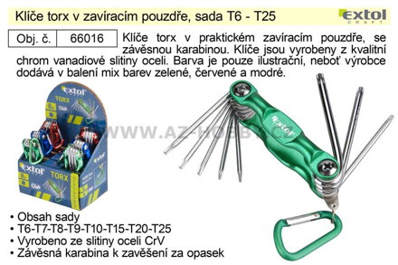 Klíče torx v zavíracím pouzdře, sada T6 - T25