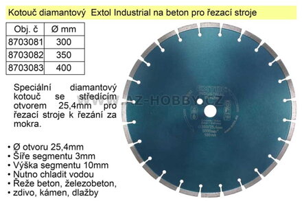 Kotouč diamantový řezný segmentový na BETON, 350mm