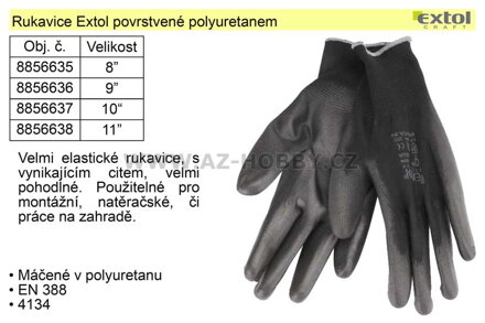 Rukavice Extol vel. 10" povrstvené polyuretanem