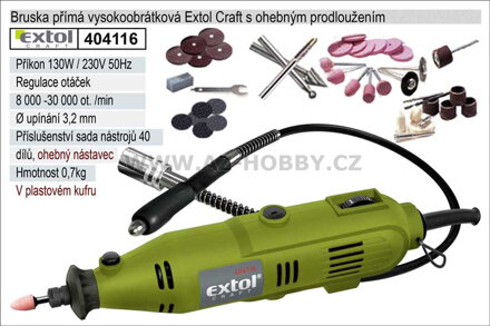 Bruska přímá vysokoobrátková Extol Craft 130W s ohebným prodloužením