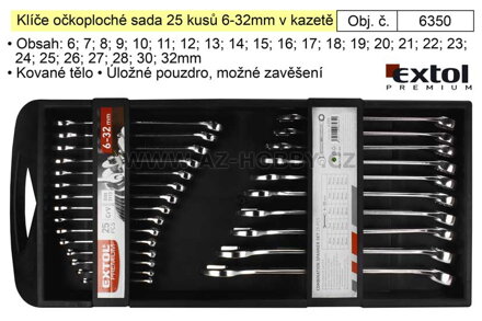 Klíče očkoploché sada 25 kusů 6-32mm v kazetě