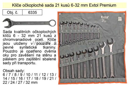 Klíče očkoploché sada 21 kusů 6-32mm CrV