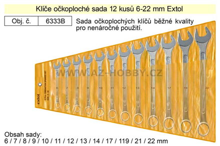 Klíče očkoploché sada 12 kusů 6-22mm W.S