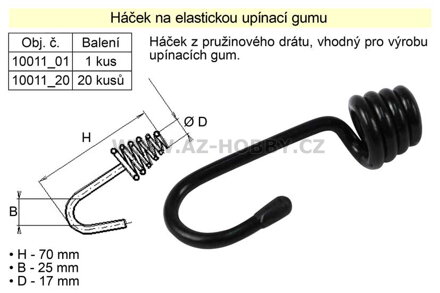 Háček na elastický popruh balení 20 kusů