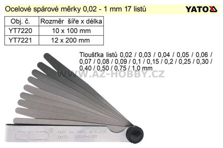 Spárové měrky Yato délka 200mm