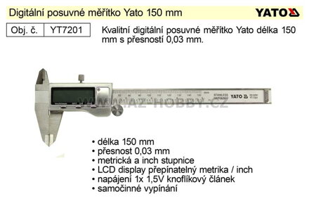 Posuvné měřítko  digitální YATO 150mm