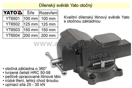 Svěrák  YATO otočný 100 mm