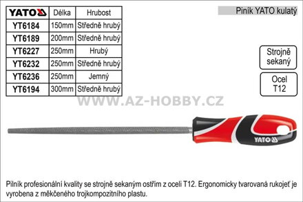 Pilník  YATO kulatý délka 150mm  středně hrubý