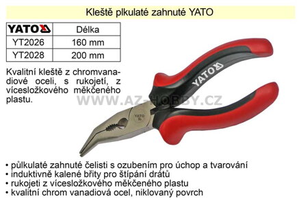 Kleště  YATO půlkulaté zahnuté 200mm