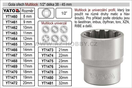 Gola ořech Multilock 24mm 1/2"