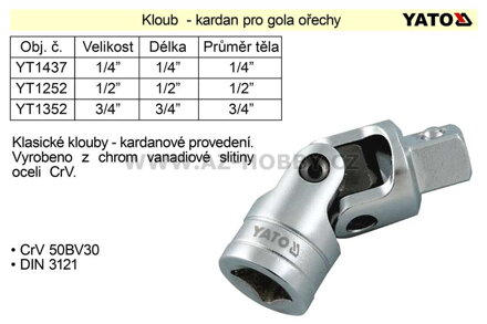 Kloub  1/4" pro gola ořechy