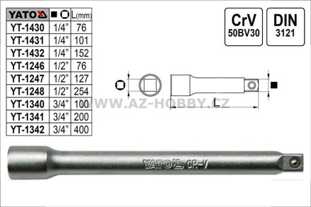 Prodloužení  1/4" délka 152mm