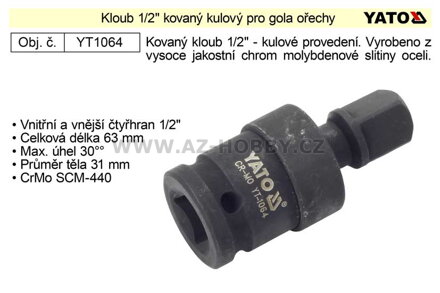 Kloub 1/2" kovaný kulový pro gola ořechy