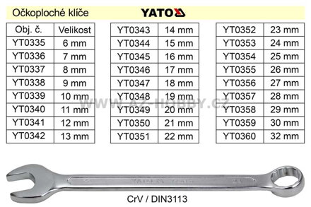 Očkoplochý klíč   Yato  9mm CrV