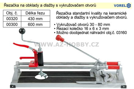 Řezačka na obklady a dlažby 600 mm s vykružovačem otvorů