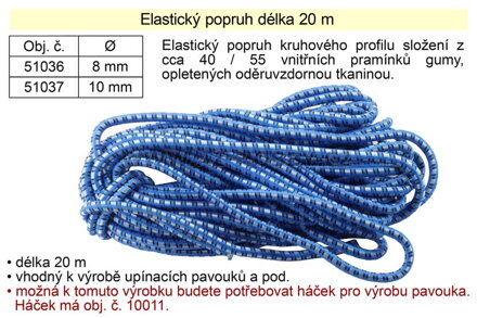 Gumový elastický popruh 20 m x  8 mm