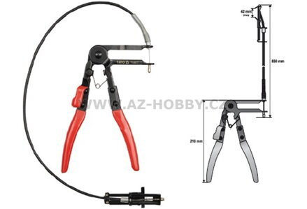 Kleště na hadicové spony s bowdenem 690 mm Yato