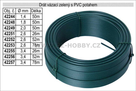 Drát napínací s PVC potahem 2,6mm délka 26m