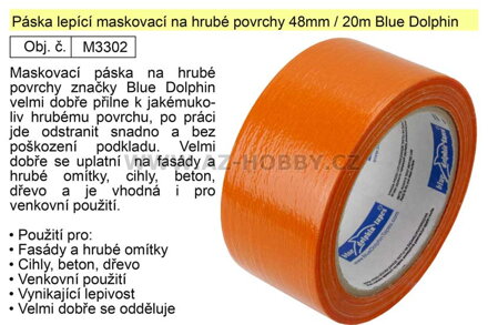 Páska lepící maskovací na hrubé povrchy 48mm/20m oranžová Blue Dolphin