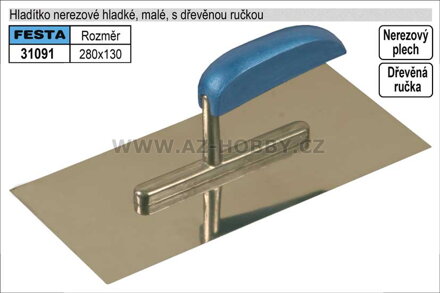 Hladítko nerezové 280x130mm malé s dřevěnou rukojetí