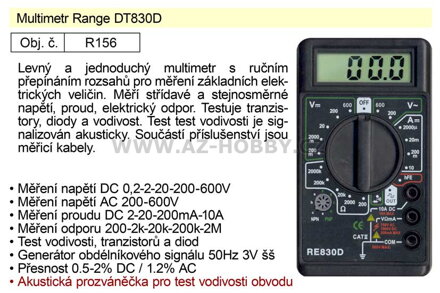 Multimetr Range DT830D