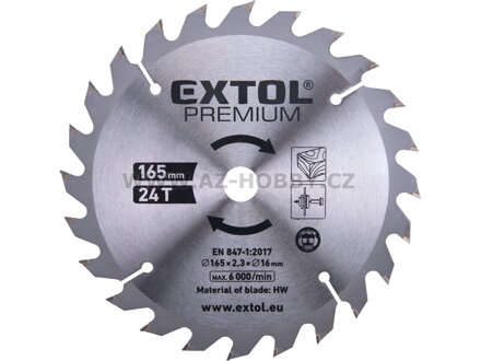 EXTOL PREMIUM kotouč pilový s SK plátky, 165×2,3×16mm, 24T 8891822A