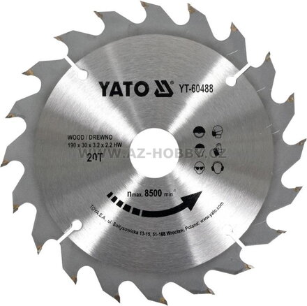 YATO Pilový kotouč na dřevo 190x30mm 20 zubů