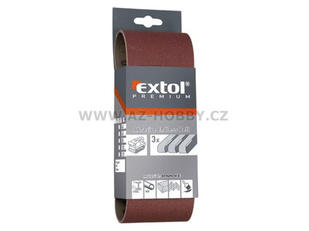 EXTOL PREMIUM plátna brusná nekonečný pás, bal. 3ks, 75x457mm, P100 8803510