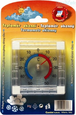 Teploměr okenní plast 7,5x7,5cm průsvitný  HOME LINE