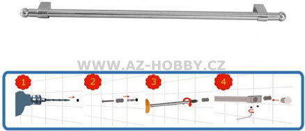 Tyč závěsná kov 60cm + 6 háčků  ARTEX