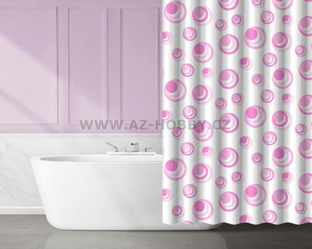 Závěs koupelnový 180x180cm dekor, PEVA dekor růžová