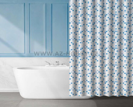 Závěs koupelnový 180x180cm dekor, EVA dekor modrá