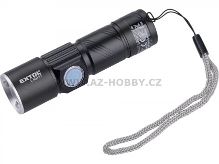 EXTOL LIGHT svítilna 150lm, zoom, USB nabíjení, XPE 3W LED