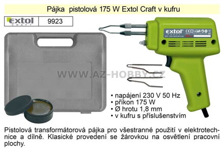 Pájka  pistolová 175 W Extol Craft v kufru