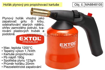 Hořák plynový Extol Premium pro propichovací kartuše