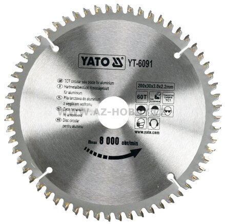 YATO Pilový kotouč na hliník 200x30mm 60 zubů YT-6091