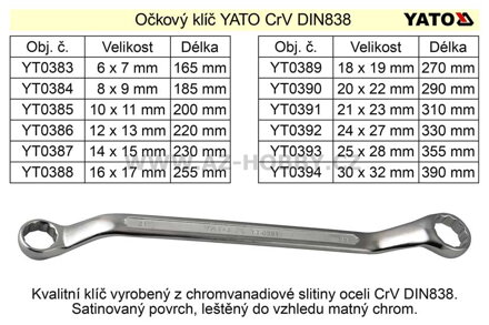 Očkový klíč  Yato  8x9mm CrV