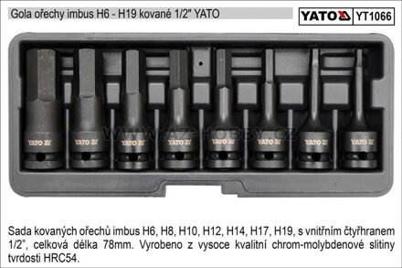 Nástrčné hlavice imbus sada 8 kusů kované H6-H19 Yato