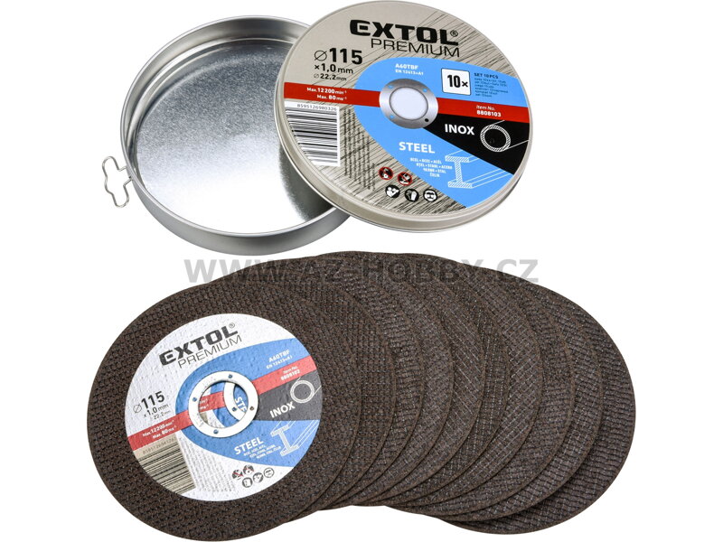 EXTOL PREMIUM kotouč řezný na ocel/nerez, 10ks, 115x1,0x22,2mm 8808101